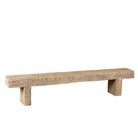 White background image of a reclaimed teak wood bench with hand-carved details; rustic teak wood benches for dining, hallway, or bedroom use, 180 × 30 × 40 cm.