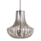 White background image of a large nickel-plated iron frame pendant light with pot-shaped silhouette – rustic style lighting ideal for kitchens, dining areas, and modern interiors.