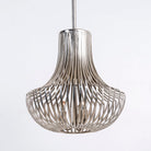 Large nickel-plated iron frame pendant light with pot-shaped silhouette – rustic style lighting ideal for kitchens, dining areas, and modern interiors.