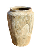 White background image of an antique Indian clay vase with natural finish – a Bali style clay vase perfect for Indian home decoration and bohemian interior styling.