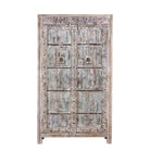 White background image of a reclaimed wood wardrobe made with antique door panels – a handcrafted piece of old door furniture perfect for Indian home decor and rustic interiors.