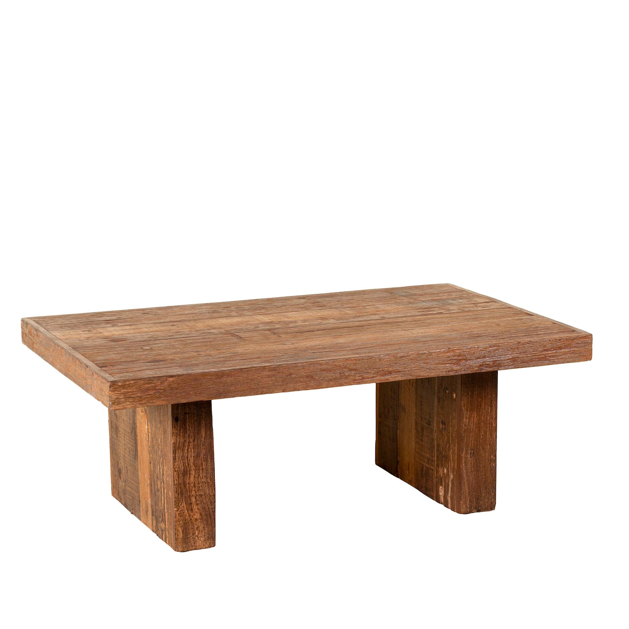 Wooden table with a rustic design on a white background