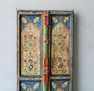 Hand-painted old Indian teak door panel with floral motifs in vintage style.