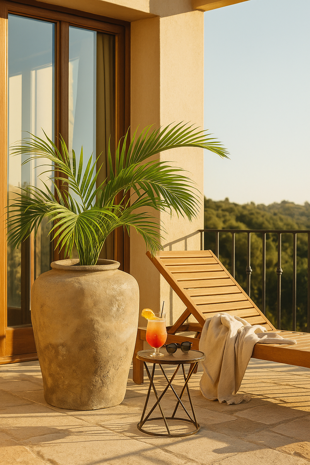 Lifestyle image of a antique Indian clay vase with aged finish – a Bali style clay vase ideal for Indian home decoration and boho-inspired interiors.