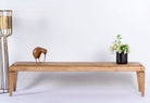 Minimalistic mango wood bench with natural finish and clean design; versatile wooden seating, 180 × 41 × 44 cm.