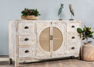 Randhir white, vintage wooden sideboard