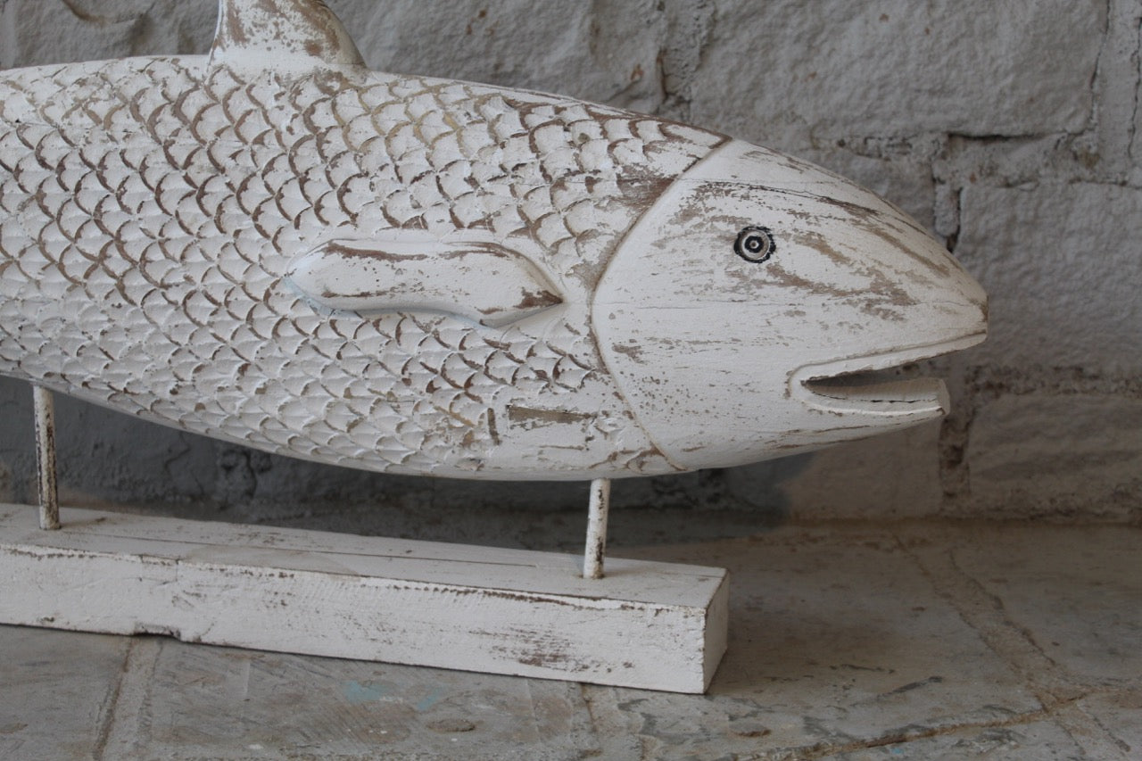 Phank, carved white decorative fish