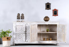 Mandala white, antique indian sideboard