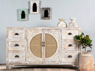 Randhir white, vintage wooden sideboard