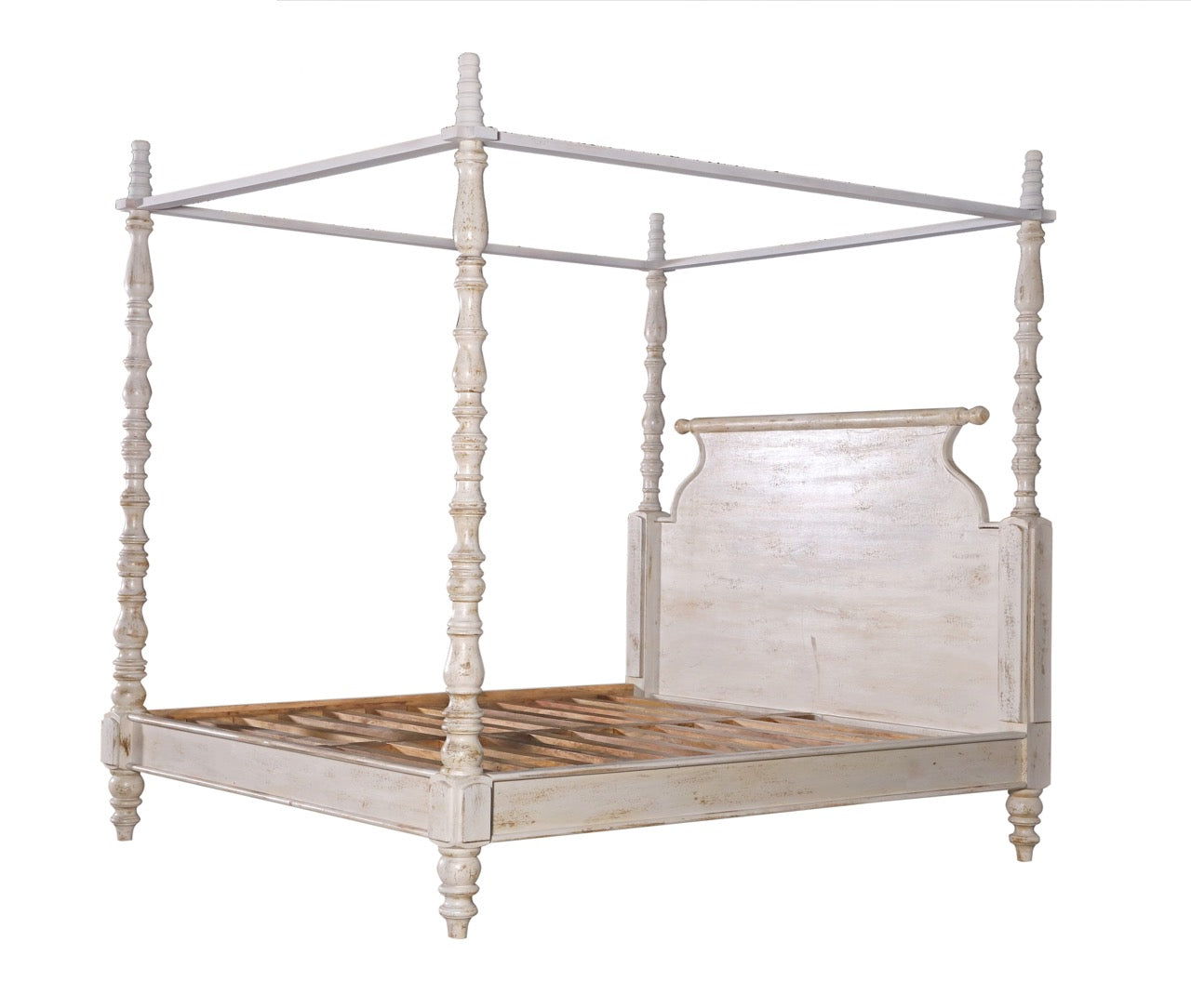 Bistar white, indian-style four poster bed