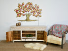 Raichur white, hand-carved wooden sideboard