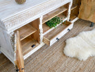 Raichur white, hand-carved wooden sideboard